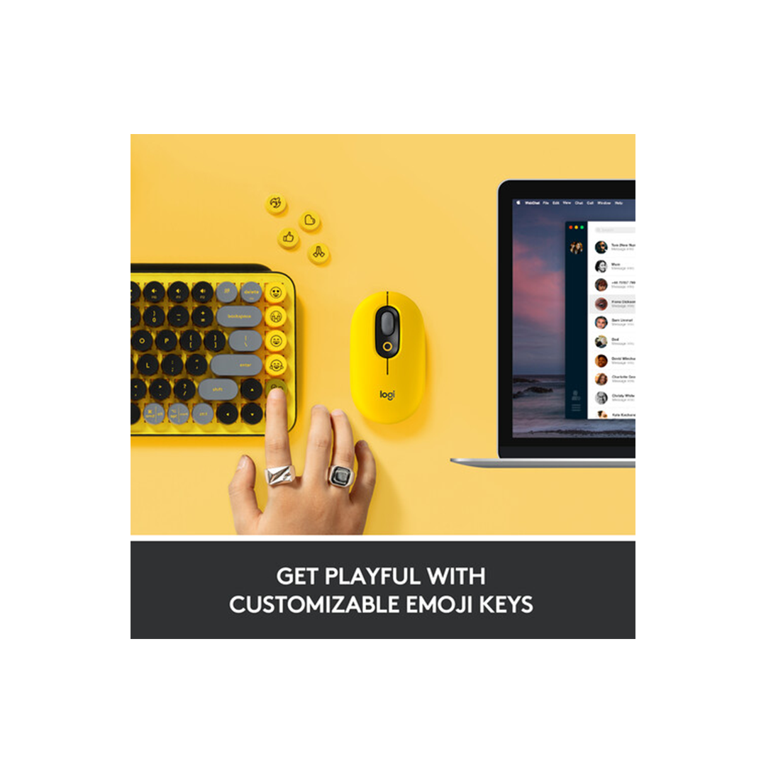 Logitech POP Keys Wireless Bluetooth Mechanical Keyboard - Blast Yellow in Qatar Logitech POP Keys Wireless Bluetooth Mechanical Keyboard - Blast Yellow in Qatar